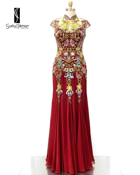 VESTIDO BORDADO COM PASSARINHOS