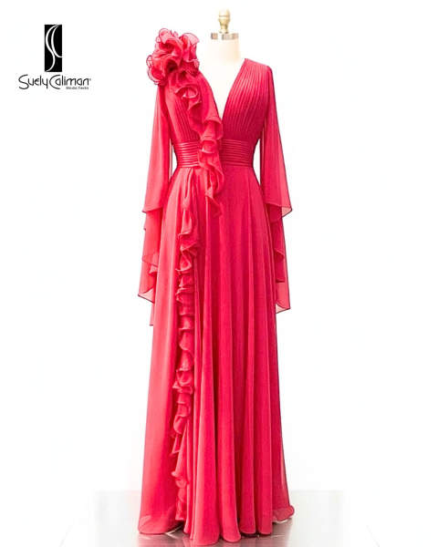 VESTIDO COM FLOR DE JABOT